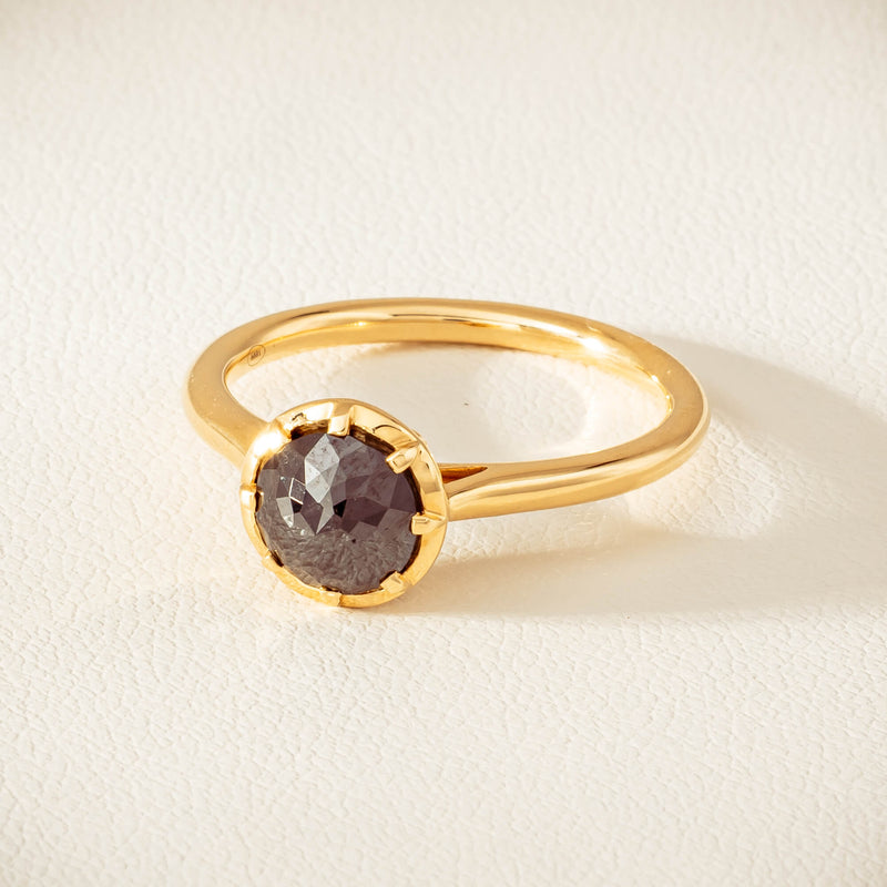 18ct Yellow Gold 1.07ct Black Diamond Solitaire Ring - Ring - Walker & Hall