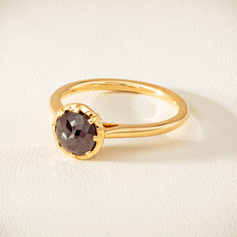 18ct Yellow Gold 1.07ct Black Diamond Solitaire Ring - Ring - Walker & Hall