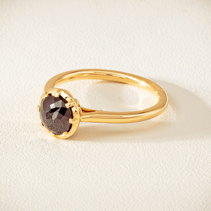 18ct Yellow Gold 1.07ct Black Diamond Solitaire Ring - Ring - Walker & Hall