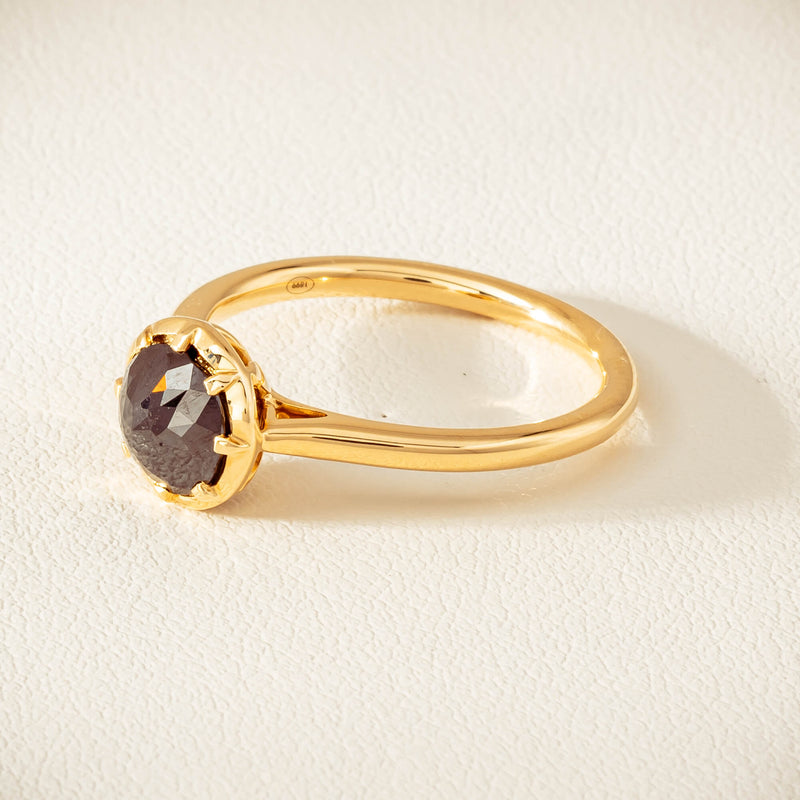 18ct Yellow Gold 1.07ct Black Diamond Solitaire Ring - Ring - Walker & Hall