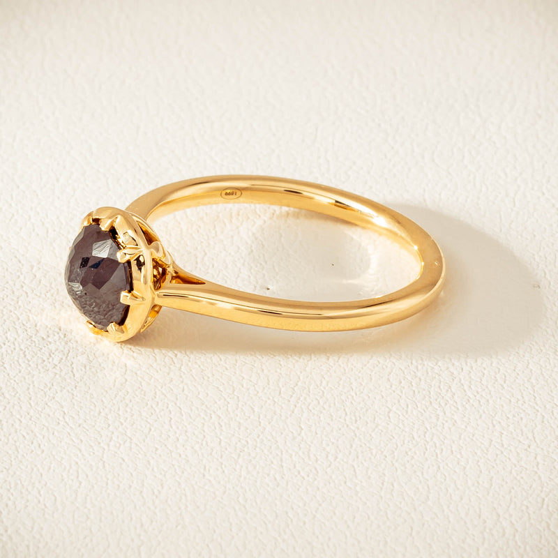18ct Yellow Gold 1.07ct Black Diamond Solitaire Ring - Ring - Walker & Hall