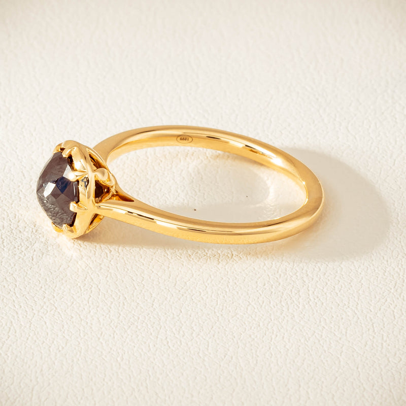 18ct Yellow Gold 1.07ct Black Diamond Solitaire Ring - Ring - Walker & Hall