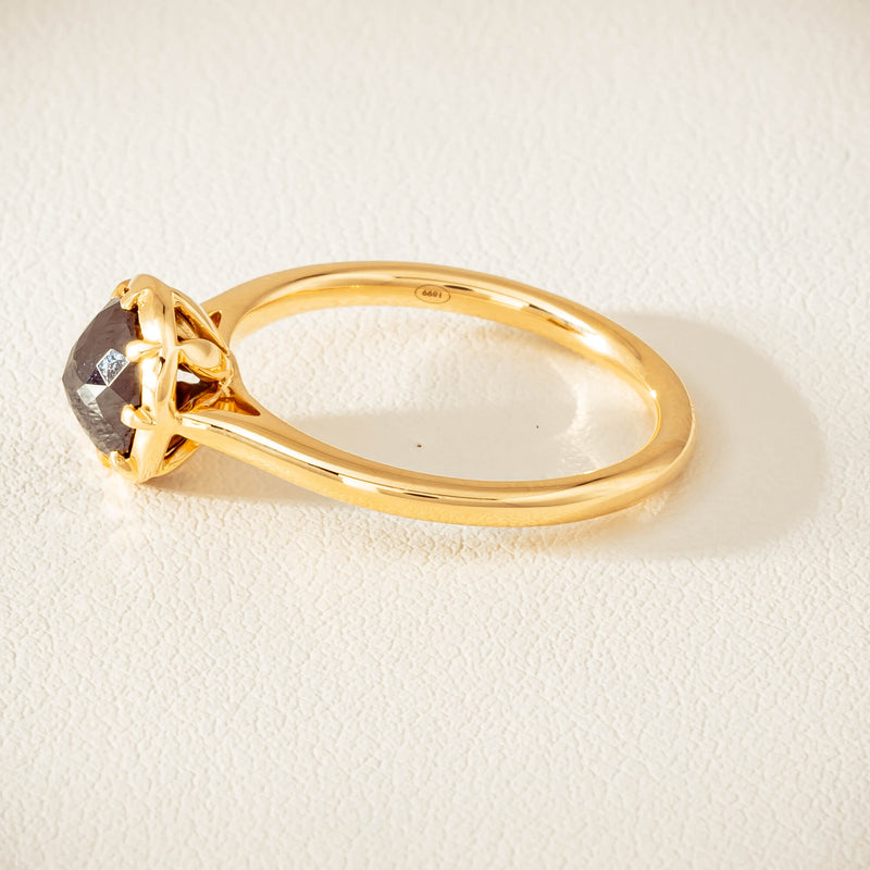 18ct Yellow Gold 1.07ct Black Diamond Solitaire Ring - Ring - Walker & Hall
