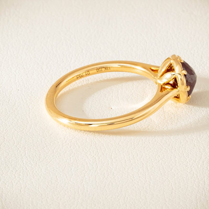 18ct Yellow Gold 1.07ct Black Diamond Solitaire Ring - Ring - Walker & Hall