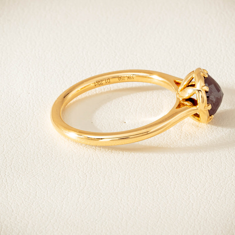 18ct Yellow Gold 1.07ct Black Diamond Solitaire Ring - Ring - Walker & Hall
