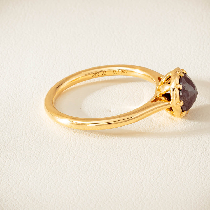 18ct Yellow Gold 1.07ct Black Diamond Solitaire Ring - Ring - Walker & Hall