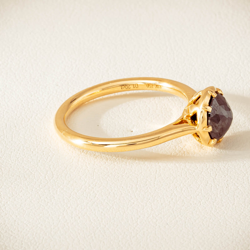 18ct Yellow Gold 1.07ct Black Diamond Solitaire Ring - Ring - Walker & Hall