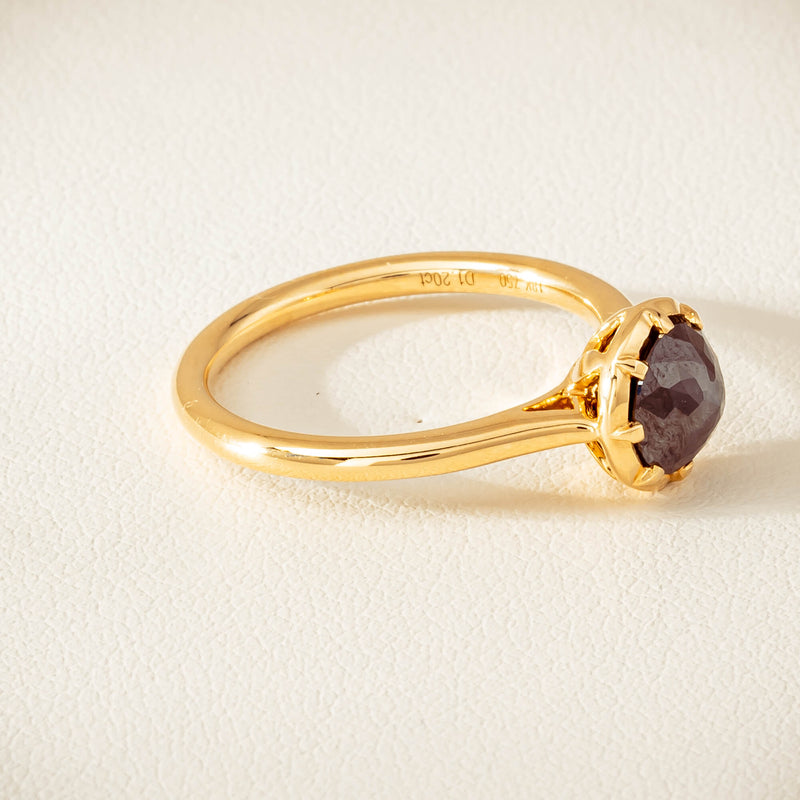 18ct Yellow Gold 1.07ct Black Diamond Solitaire Ring - Ring - Walker & Hall