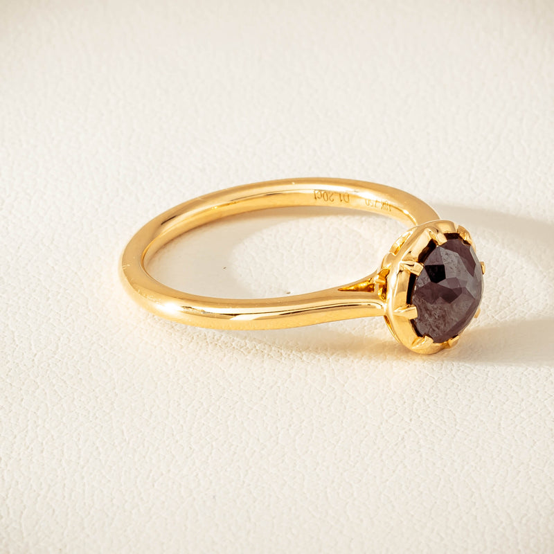 18ct Yellow Gold 1.07ct Black Diamond Solitaire Ring - Ring - Walker & Hall