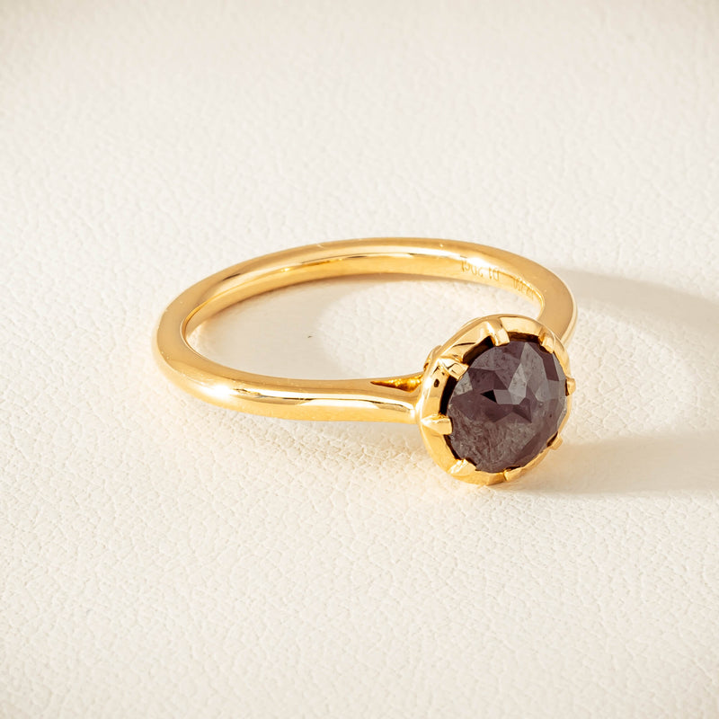18ct Yellow Gold 1.07ct Black Diamond Solitaire Ring - Ring - Walker & Hall