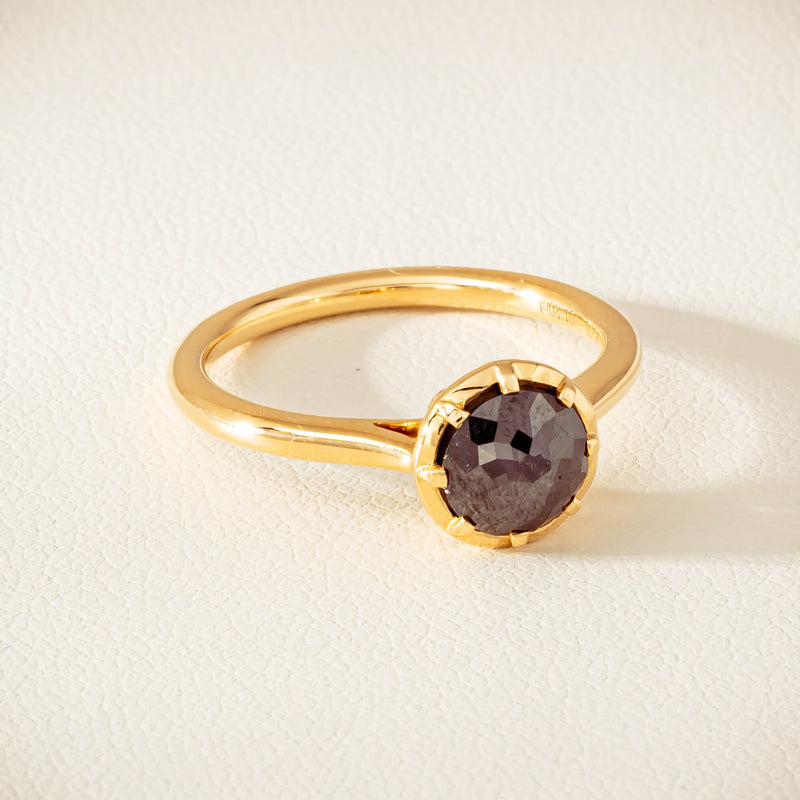 18ct Yellow Gold 1.07ct Black Diamond Solitaire Ring - Ring - Walker & Hall