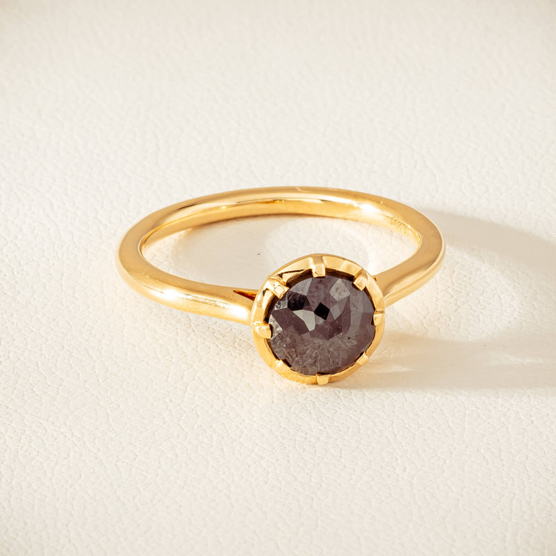 18ct Yellow Gold 1.07ct Black Diamond Solitaire Ring - Ring - Walker & Hall