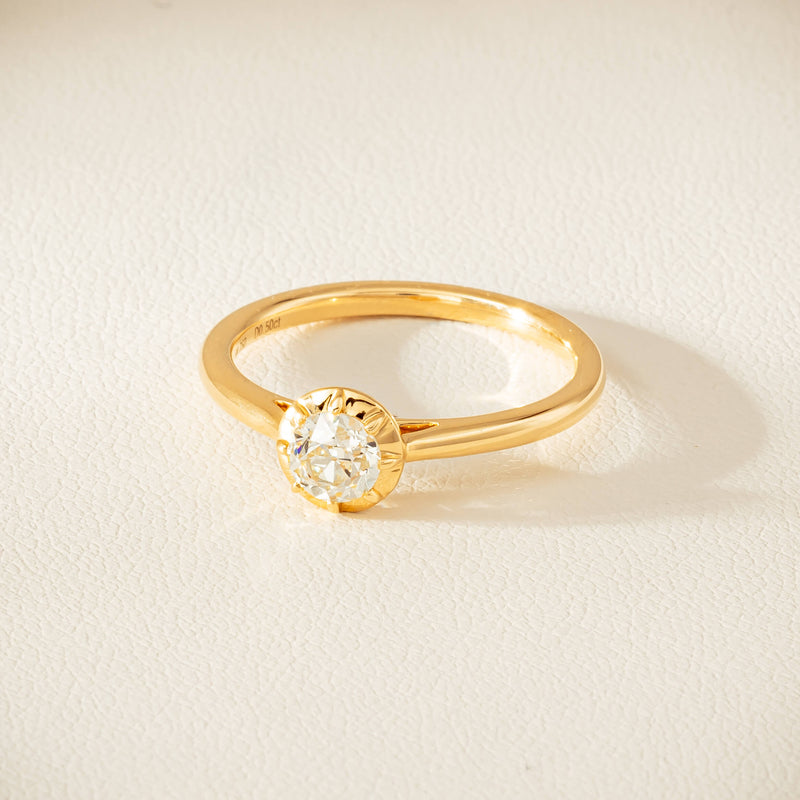 18ct Yellow Gold .50ct Reclaimed Old-Cut Diamond Dawn Ring - Ring - Walker & Hall