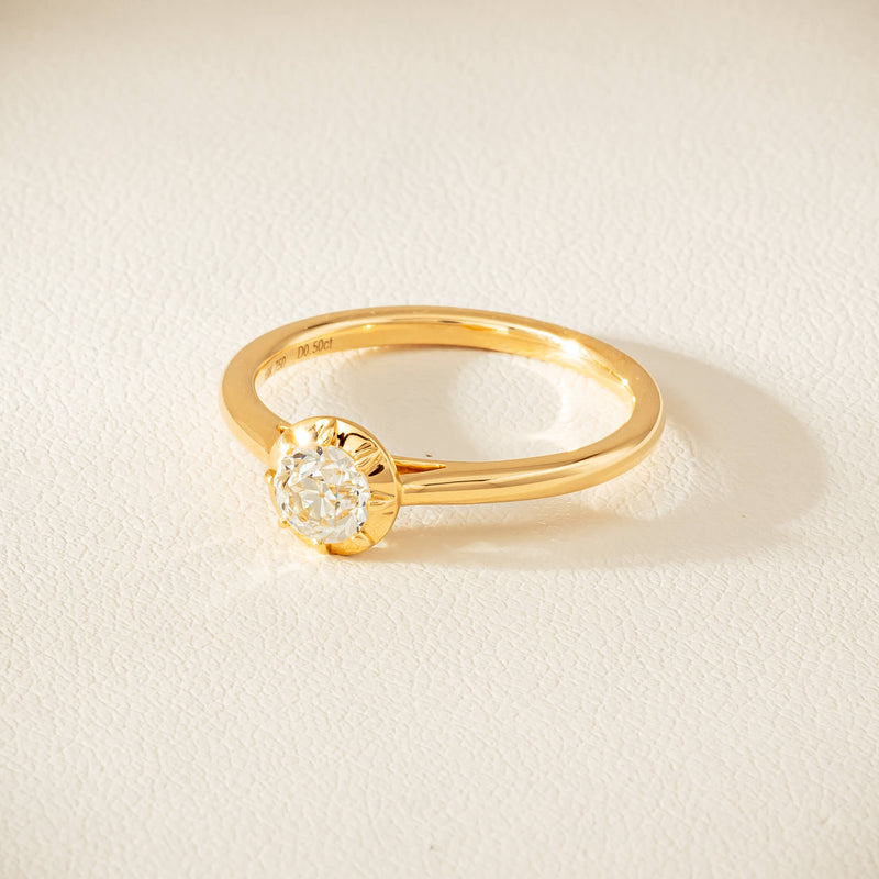 18ct Yellow Gold .50ct Reclaimed Old-Cut Diamond Dawn Ring - Ring - Walker & Hall