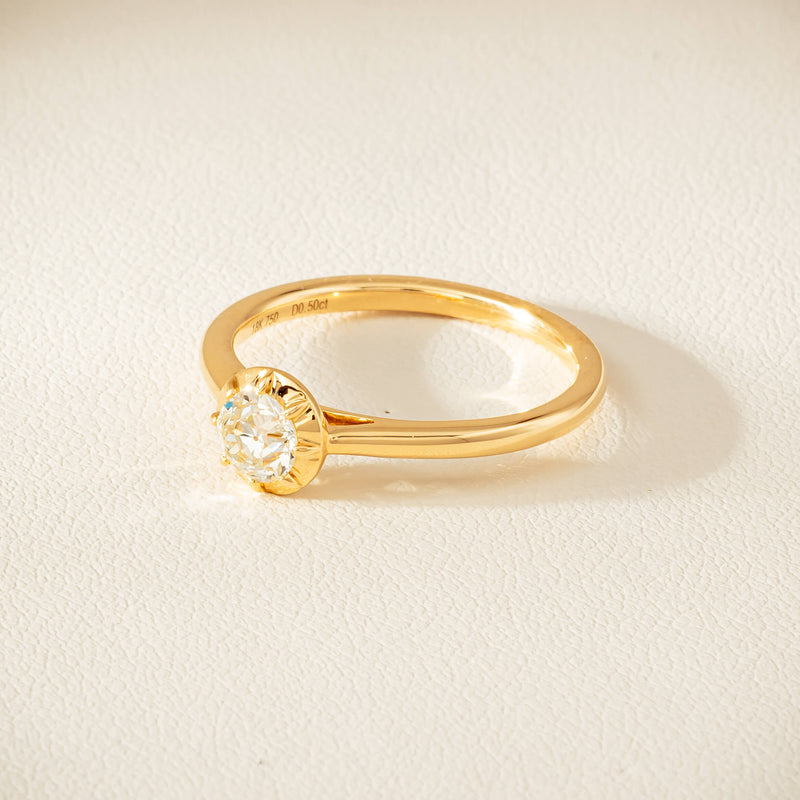 18ct Yellow Gold .50ct Reclaimed Old-Cut Diamond Dawn Ring - Ring - Walker & Hall