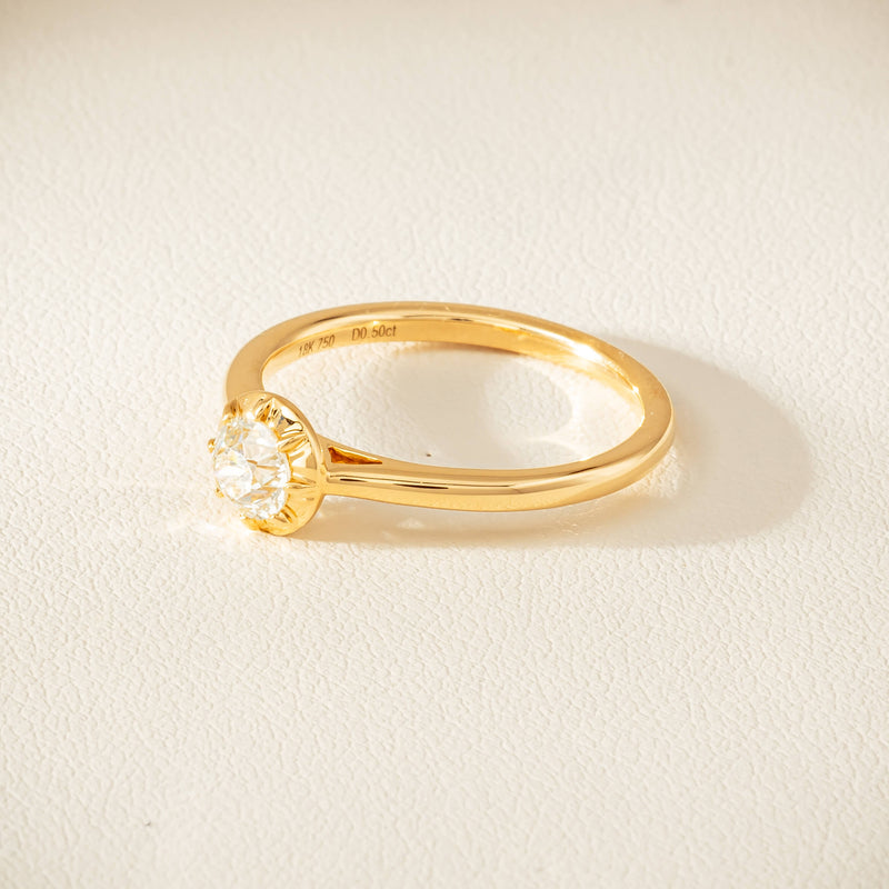 18ct Yellow Gold .50ct Reclaimed Old-Cut Diamond Dawn Ring - Ring - Walker & Hall
