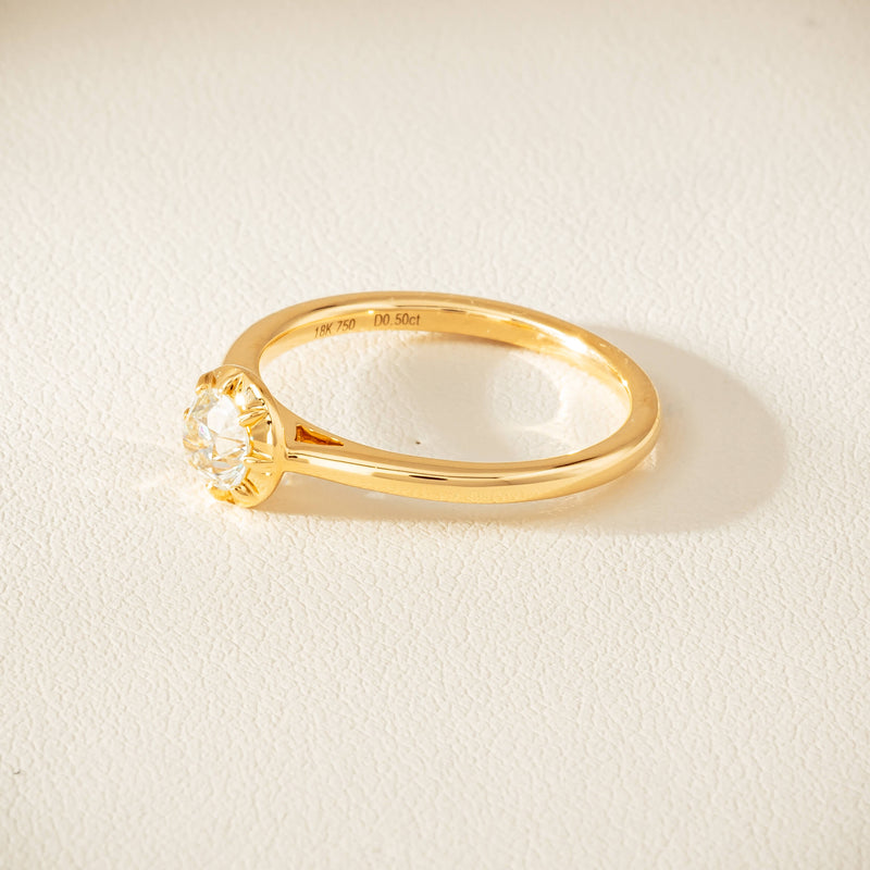 18ct Yellow Gold .50ct Reclaimed Old-Cut Diamond Dawn Ring - Ring - Walker & Hall