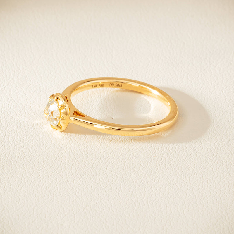 18ct Yellow Gold .50ct Reclaimed Old-Cut Diamond Dawn Ring - Ring - Walker & Hall