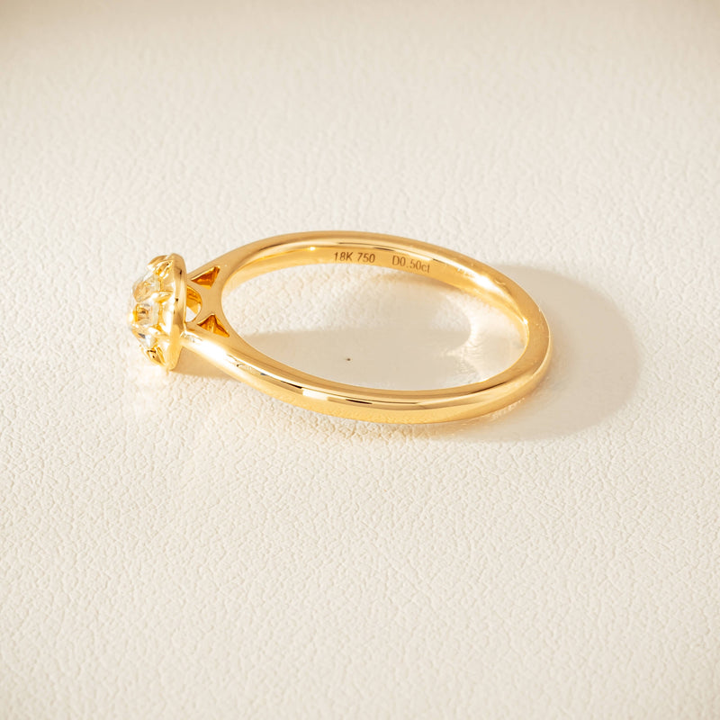 18ct Yellow Gold .50ct Reclaimed Old-Cut Diamond Dawn Ring - Ring - Walker & Hall