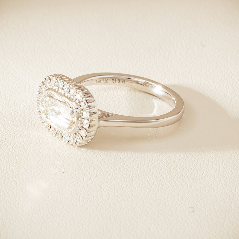 18ct White Gold 1.01ct Fancy-Cut Diamond Daisy Ring - Ring - Walker & Hall