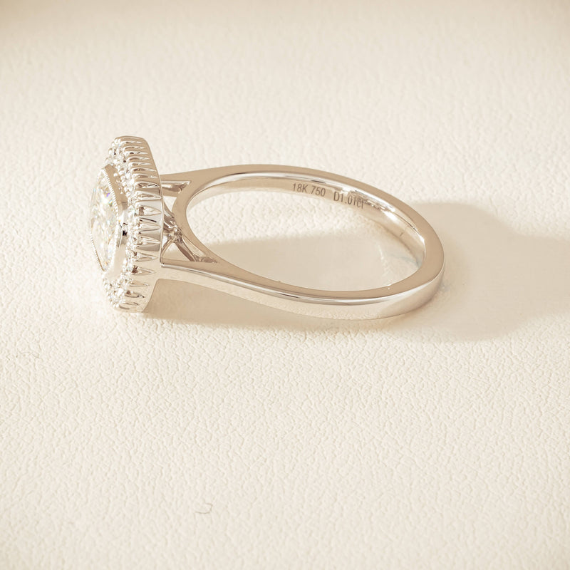 18ct White Gold 1.01ct Fancy-Cut Diamond Daisy Ring - Ring - Walker & Hall