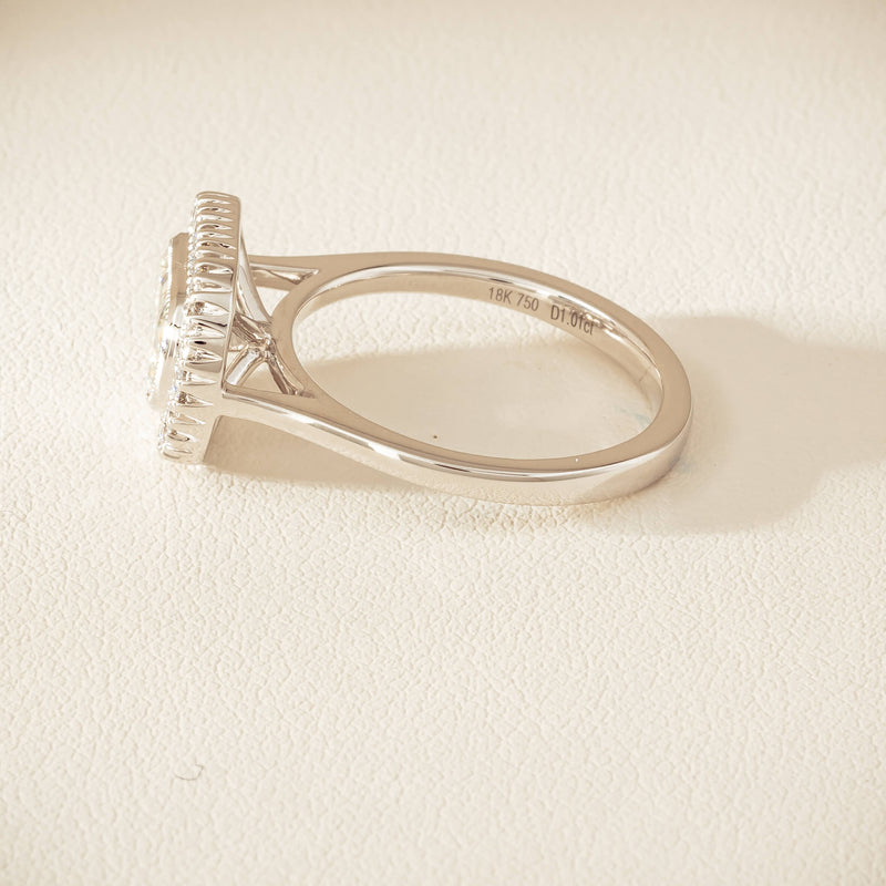 18ct White Gold 1.01ct Fancy-Cut Diamond Daisy Ring - Ring - Walker & Hall