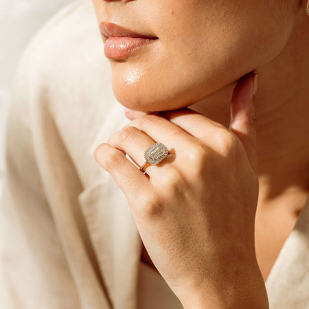 18ct White Gold 1.01ct Fancy-Cut Diamond Daisy Ring - Ring - Walker & Hall