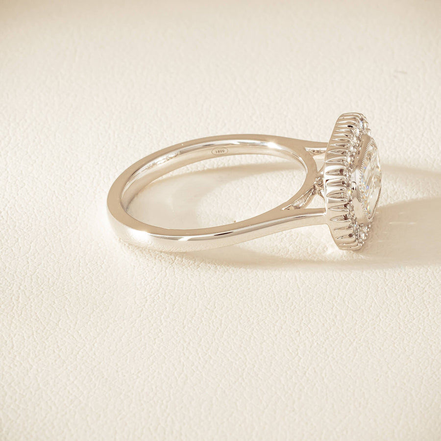 18ct White Gold 1.01ct Fancy-Cut Diamond Daisy Ring - Ring - Walker & Hall