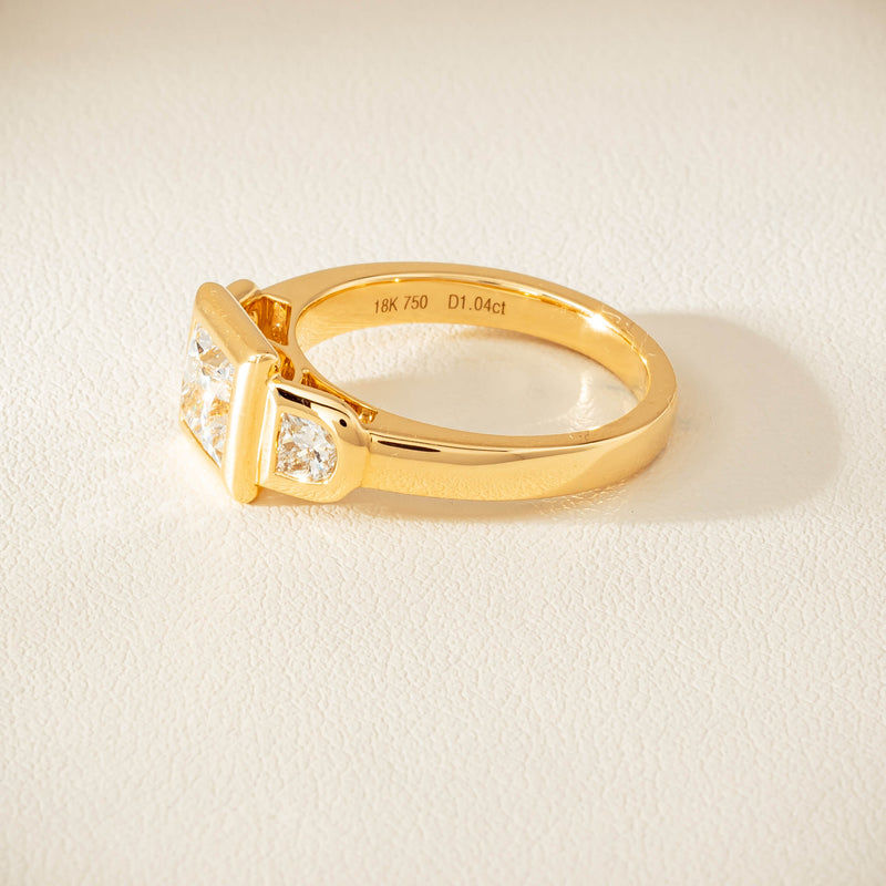 18ct Yellow Gold 1.04ct Reclaimed Princess-Cut Diamond Fusion Ring - Ring - Walker & Hall