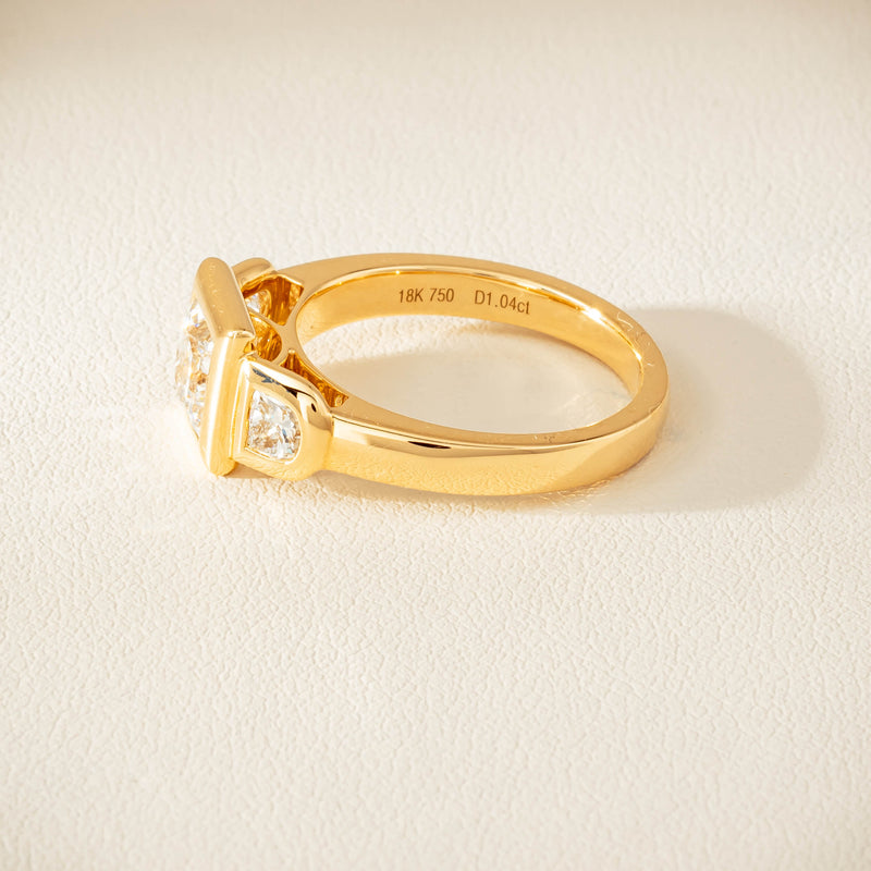 18ct Yellow Gold 1.04ct Reclaimed Princess-Cut Diamond Fusion Ring - Ring - Walker & Hall