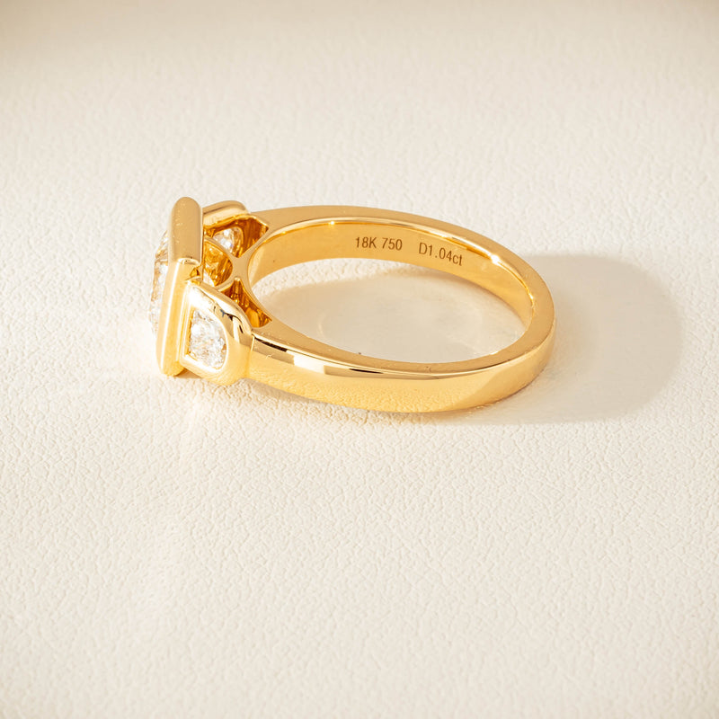 18ct Yellow Gold 1.04ct Reclaimed Princess-Cut Diamond Fusion Ring - Ring - Walker & Hall