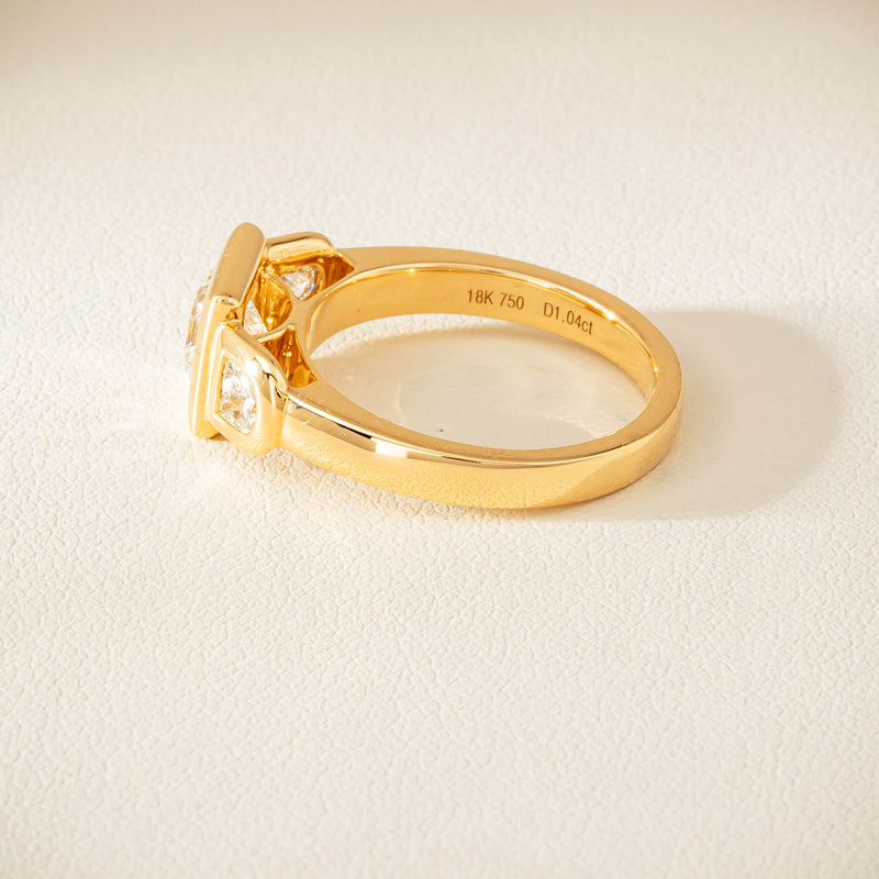 18ct Yellow Gold 1.04ct Reclaimed Princess-Cut Diamond Fusion Ring - Ring - Walker & Hall