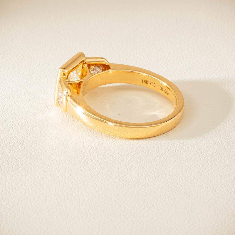 18ct Yellow Gold 1.04ct Reclaimed Princess-Cut Diamond Fusion Ring - Ring - Walker & Hall