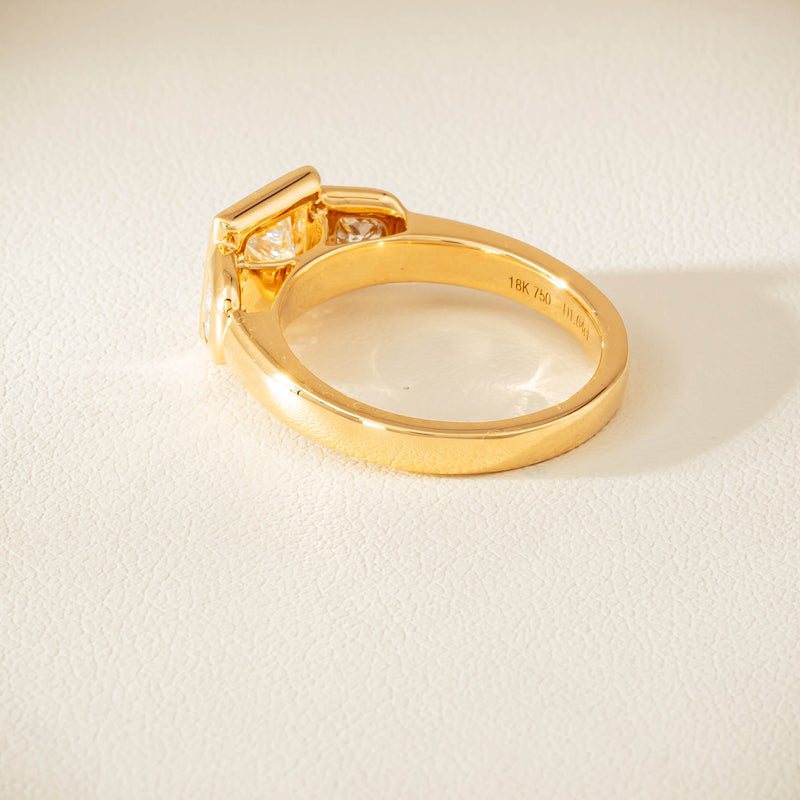 18ct Yellow Gold 1.04ct Reclaimed Princess-Cut Diamond Fusion Ring - Ring - Walker & Hall