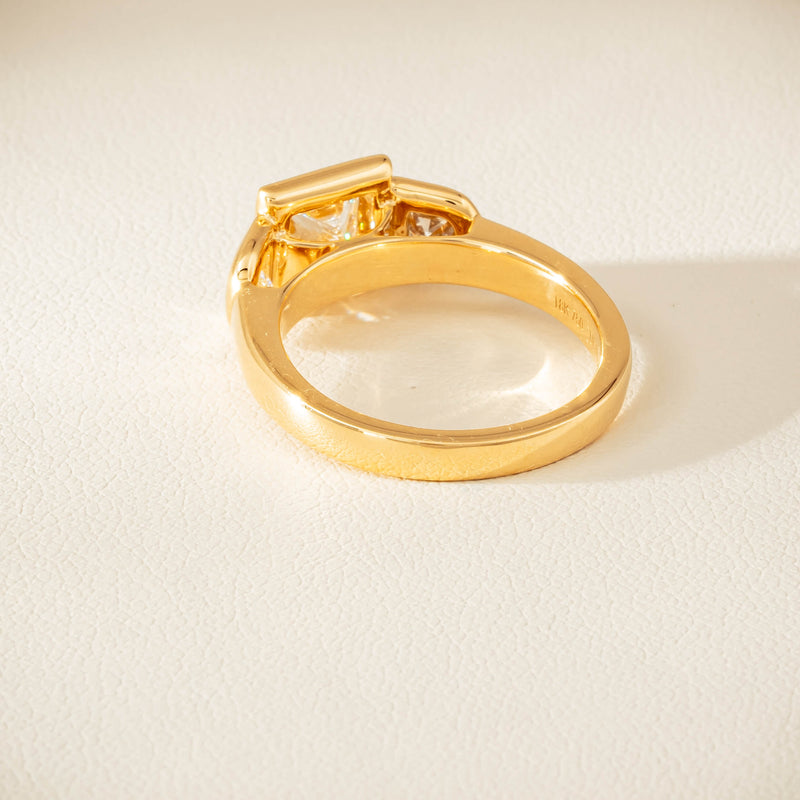 18ct Yellow Gold 1.04ct Reclaimed Princess-Cut Diamond Fusion Ring - Ring - Walker & Hall