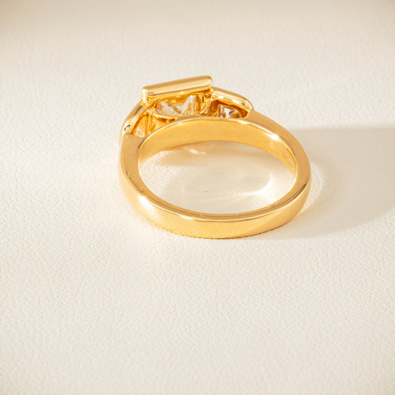 18ct Yellow Gold 1.04ct Reclaimed Princess-Cut Diamond Fusion Ring - Ring - Walker & Hall