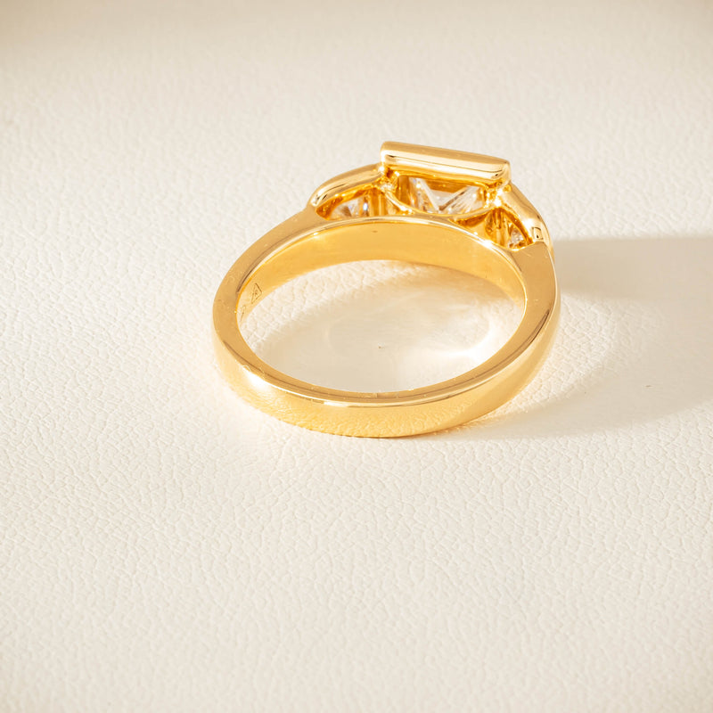 18ct Yellow Gold 1.04ct Reclaimed Princess-Cut Diamond Fusion Ring - Ring - Walker & Hall