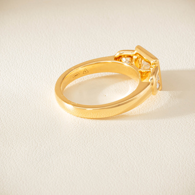 18ct Yellow Gold 1.04ct Reclaimed Princess-Cut Diamond Fusion Ring - Ring - Walker & Hall