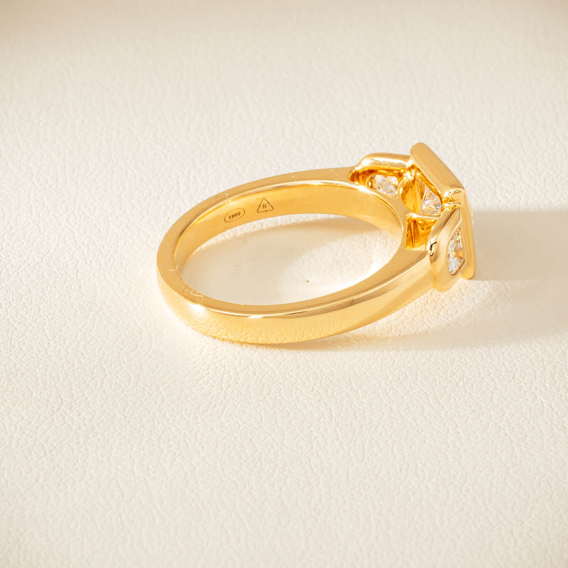 18ct Yellow Gold 1.04ct Reclaimed Princess-Cut Diamond Fusion Ring - Ring - Walker & Hall