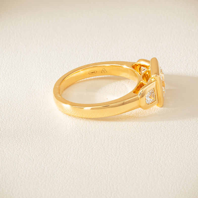 18ct Yellow Gold 1.04ct Reclaimed Princess-Cut Diamond Fusion Ring - Ring - Walker & Hall