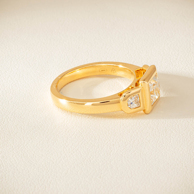 18ct Yellow Gold 1.04ct Reclaimed Princess-Cut Diamond Fusion Ring - Ring - Walker & Hall