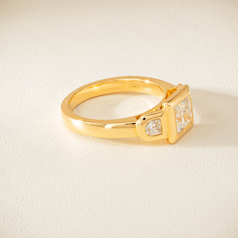 18ct Yellow Gold 1.04ct Reclaimed Princess-Cut Diamond Fusion Ring - Ring - Walker & Hall