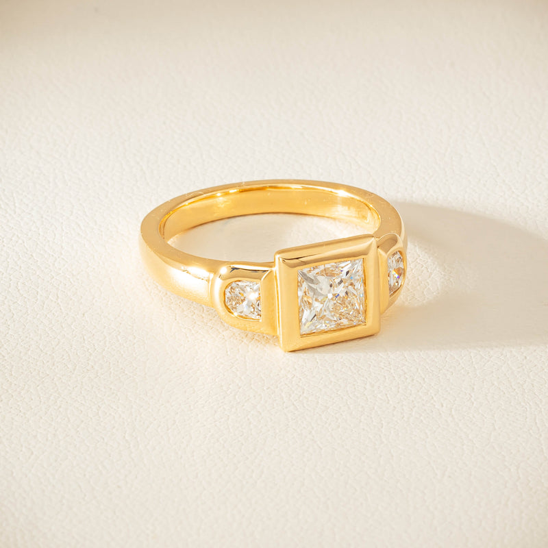 18ct Yellow Gold 1.04ct Reclaimed Princess-Cut Diamond Fusion Ring - Ring - Walker & Hall