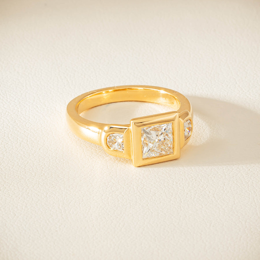 18ct Yellow Gold 1.04ct Reclaimed Princess-Cut Diamond Fusion Ring - Ring - Walker & Hall