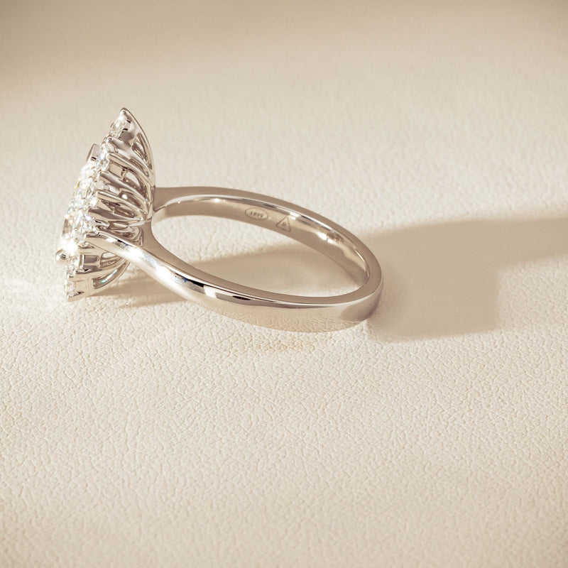 18ct White Gold 1.03ct Pear Cut Reclaimed Diamond Belle Ring - Ring - Walker & Hall