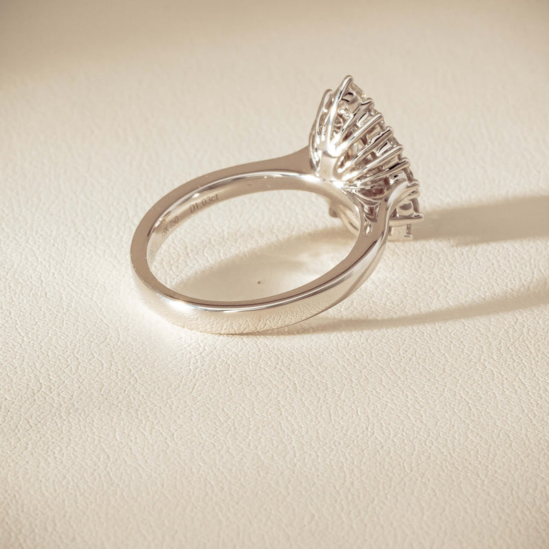 18ct White Gold 1.03ct Pear Cut Reclaimed Diamond Belle Ring - Ring - Walker & Hall