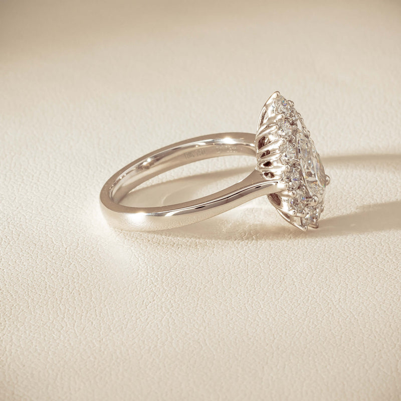 18ct White Gold 1.03ct Pear Cut Reclaimed Diamond Belle Ring - Ring - Walker & Hall