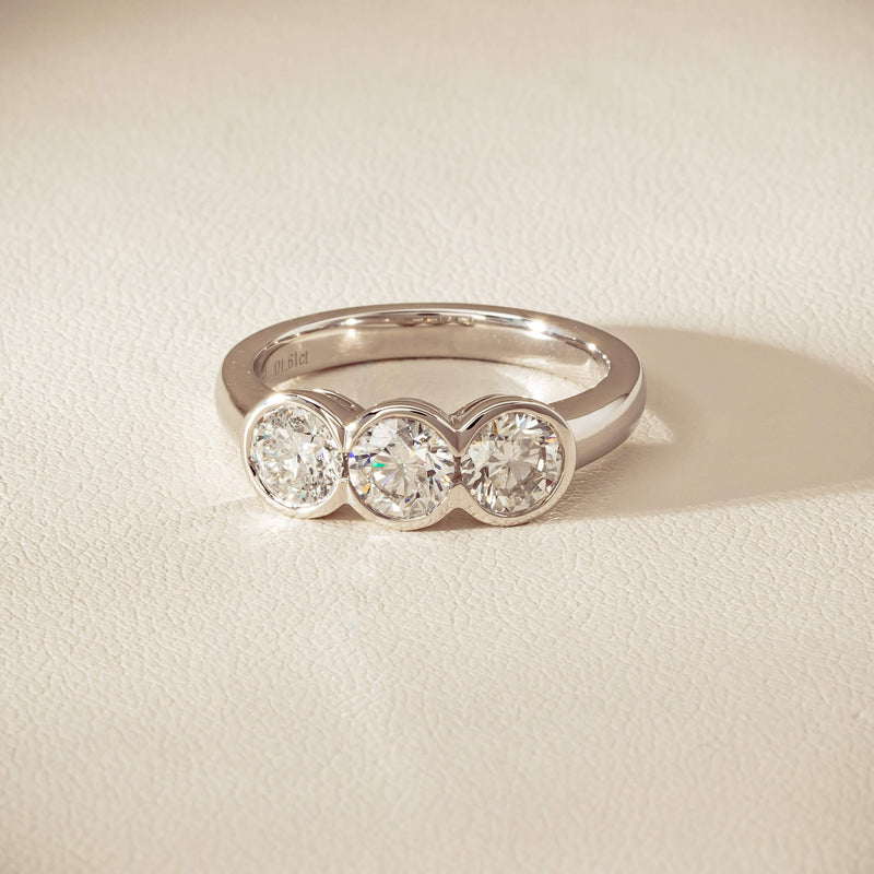 Platinum 1.61ct Reclaimed Diamond Three-Stone Natalia Ring - Ring - Walker & Hall