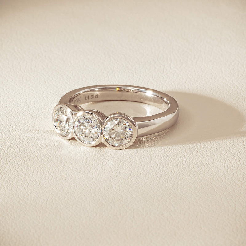 Platinum 1.61ct Reclaimed Diamond Three-Stone Natalia Ring - Ring - Walker & Hall