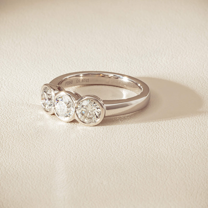 Platinum 1.61ct Reclaimed Diamond Three-Stone Natalia Ring - Ring - Walker & Hall